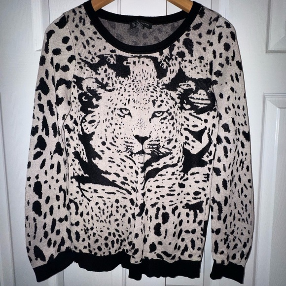 INC International Concepts Sweaters - Leopard Print Black and Cream Sweater